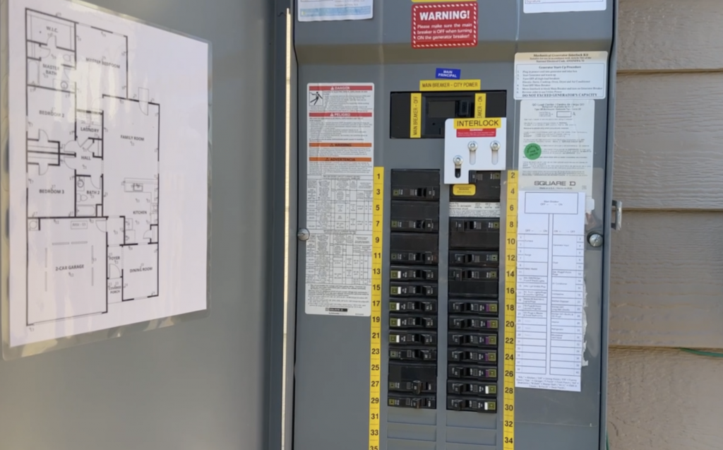 Home Electrical Panel with Generator Interlock installed